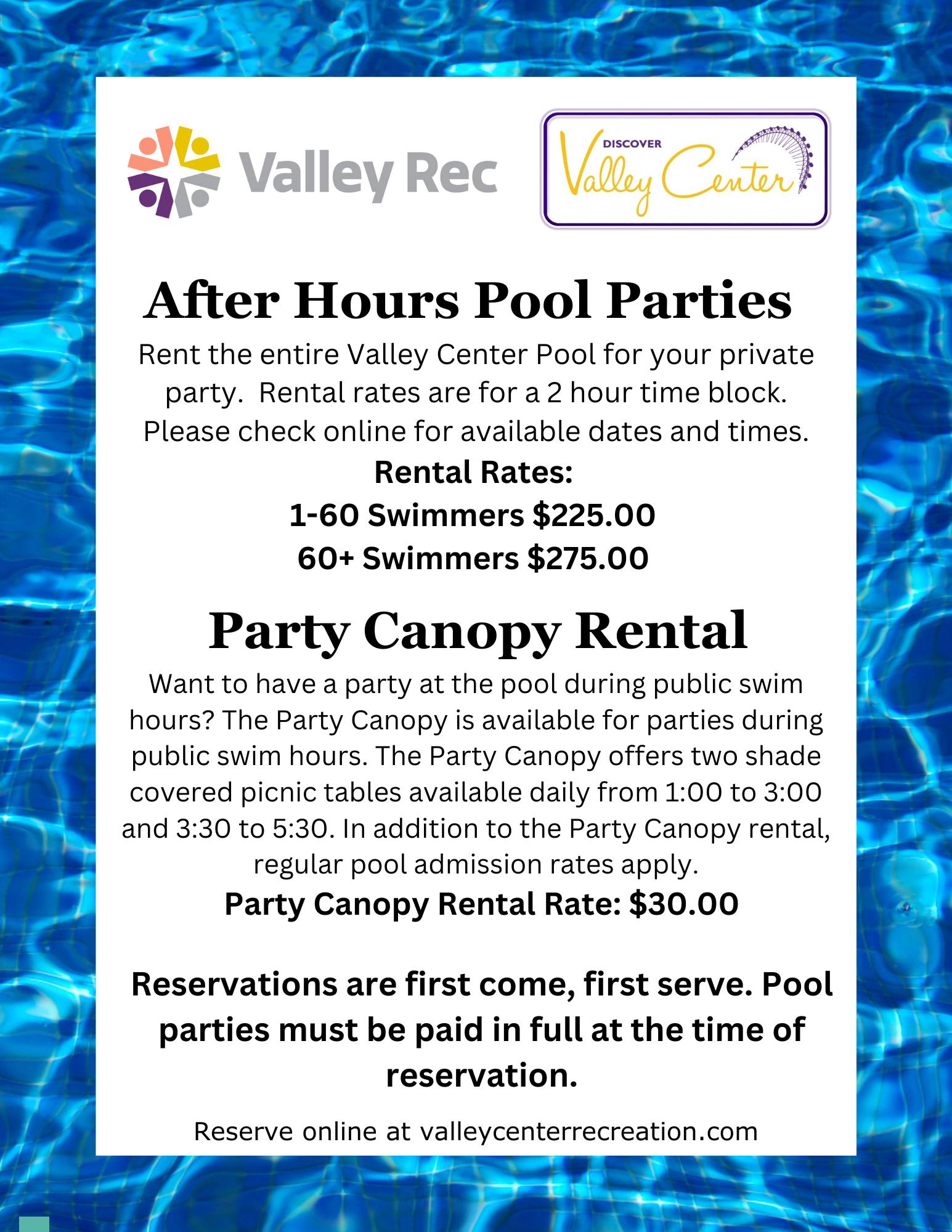A lively pool party at Valley Rec after hours